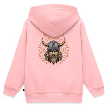 Mächtiger Wikinger mit Walhalla-Helm - Kinder Premium Organic Zip Hoodie - Rosa - Hinten - AI Model Kid Female (0cm)