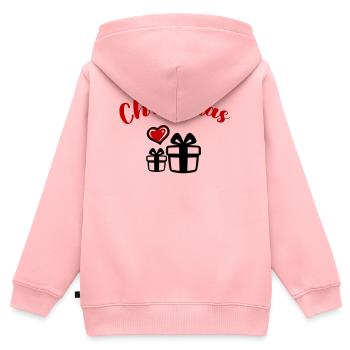 Christmas - Kinder Premium Organic Zip Hoodie - Rosa - Hinten - AI Model Kid Female (0cm)