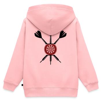 Dart Darts - Kinder Premium Organic Zip Hoodie - Rosa - Hinten - AI Model Kid Female (0cm)