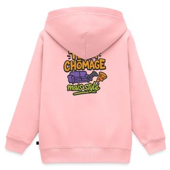 Arbeitsloses, aber stylisches Team - Kinder Premium Organic Zip Hoodie - Rosa - Hinten - AI Model Kid Female (0cm)