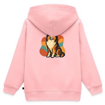 Lebhafter Shetland-Schäferhund Sunburst - Kinder Premium Organic Zip Hoodie - Rosa - Hinten - AI Model Kid Female (0cm)