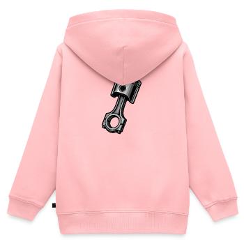 Piston industriel monochrome - Sweat Premium à capuche zippé enfant bio - rose - Dos - AI Model Kid Female (0cm)
