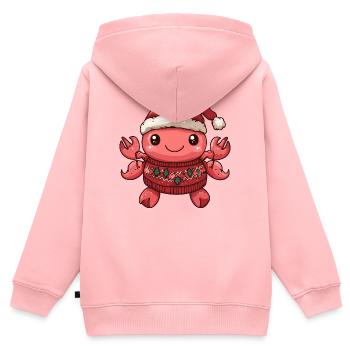 Crabe Crabe Noël - Sweat Premium à capuche zippé enfant bio - rose - Dos - AI Model Kid Female (0cm)