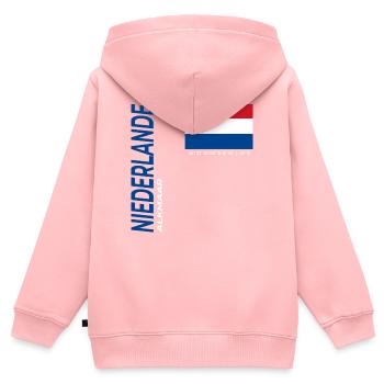 Alkmaar - Kinder Premium Organic Zip Hoodie - Rosa - Hinten - AI Model Kid Female (0cm)