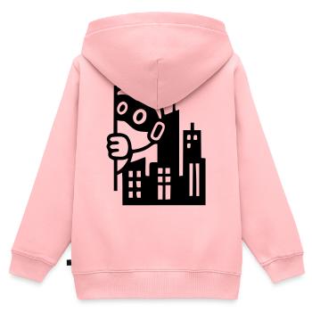 Urbaner Held | Rebell in der Großstadt - Kinder Premium Organic Zip Hoodie - Rosa - Hinten - AI Model Kid Female (0cm)