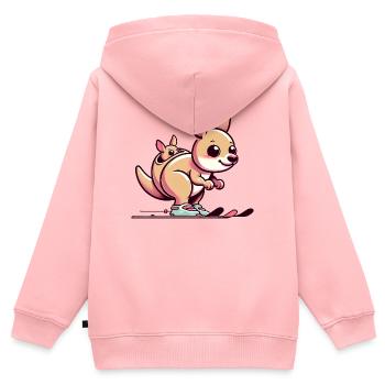 Känguru Mit Baby Im Beutel Süß Und Fröhlich - Kinder Premium Organic Zip Hoodie - Rosa - Hinten - AI Model Kid Female (0cm)