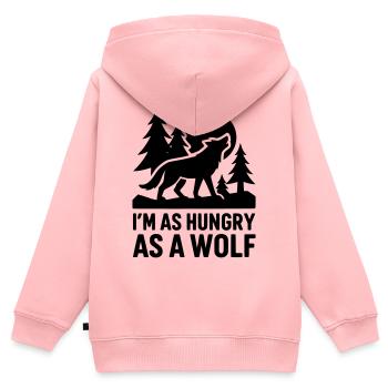 loup affamé affamé - Sweat Premium à capuche zippé enfant bio - rose - Dos - AI Model Kid Female (0cm)