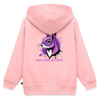 Lila Hase Chaos Druck - Kinder Premium Organic Zip Hoodie - Rosa - Hinten - AI Model Kid Female (0cm)