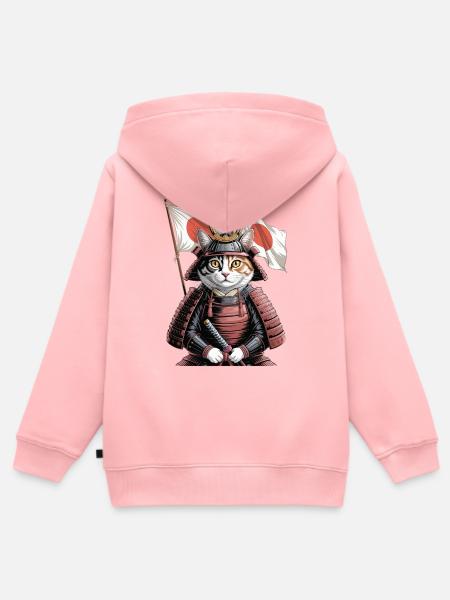 Japan Katze Samurai - Kinder Premium Organic Zip Hoodie - Rosa