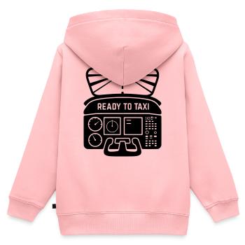 Silhouette d’avion volant de cockpit prêt à rouler - Sweat Premium à capuche zippé enfant bio - rose - Dos - AI Model Kid Female (0cm)