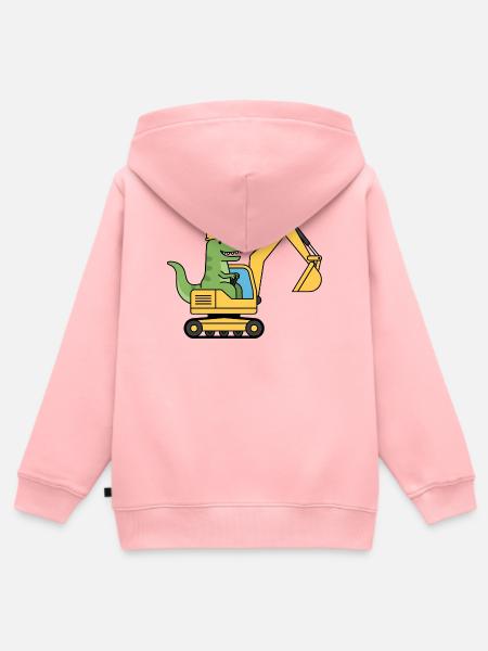 Dino Bagger Dinosaurier - Kinder Premium Organic Zip Hoodie - Rosa