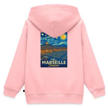 Marseille Frankreich - Kinder Premium Organic Zip Hoodie - Rosa - Hinten - AI Model Kid Female (0cm)