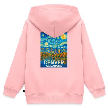 Denver Colorado - Kinder Premium Organic Zip Hoodie - Rosa - Hinten - AI Model Kid Female (0cm)