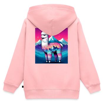 Alpaka - Kinder Premium Organic Zip Hoodie - Rosa - Hinten - AI Model Kid Female (0cm)