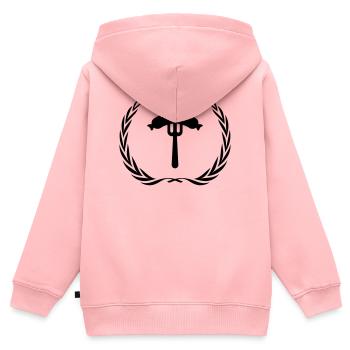Saucisse, fourchette, saucisse - Sweat Premium à capuche zippé enfant bio - rose - Dos - AI Model Kid Female (0cm)