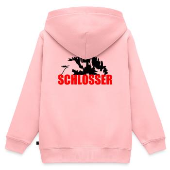 Schlosser - Kinder Premium Organic Zip Hoodie - Rosa - Hinten - AI Model Kid Female (0cm)