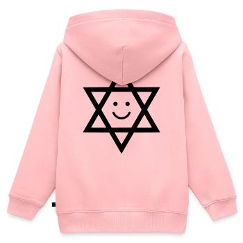 Drôle d’étoile de David avec visage souriant - Sweat Premium à capuche zippé enfant bio - rose - Dos - AI Model Kid Female (0cm)