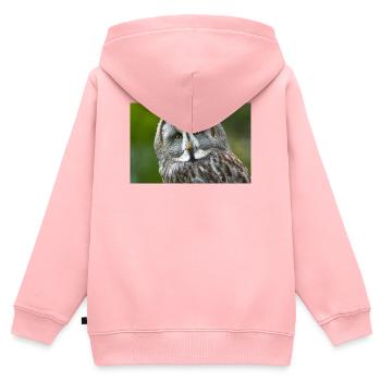 Chouette Nocturne Mystique - Sweat Premium à capuche zippé enfant bio - rose - Dos - AI Model Kid Female (0cm)
