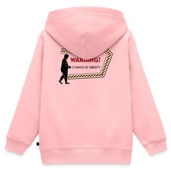 Avertissement : Graphique de mise en garde contre l’obésité - Sweat Premium à capuche zippé enfant bio - rose - Dos - AI Model Kid Female (0cm)