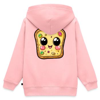 Kawaii Pizzastück Gesicht - Kinder Premium Organic Zip Hoodie - Rosa - Hinten - AI Model Kid Female (0cm)