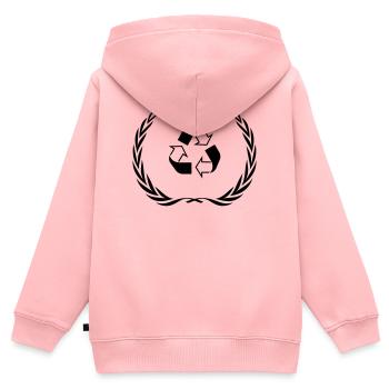 Recycling Symbol Kranz - Kinder Premium Organic Zip Hoodie - Rosa - Hinten - AI Model Kid Female (0cm)