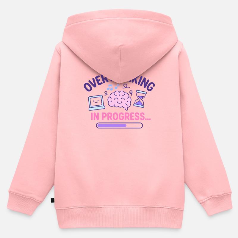 Trop réfléchir en cours - Sweat Premium à capuche zippé enfant bio - rose