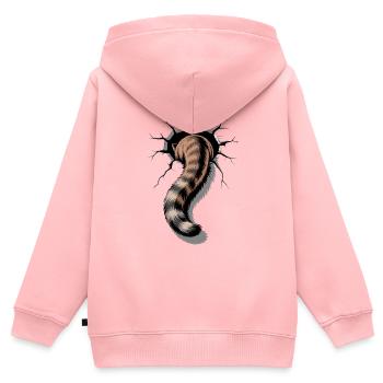 Katzen Schwanz schaut aus Loch lustiges Katzenbild - Kinder Premium Organic Zip Hoodie - Rosa - Hinten - AI Model Kid Female (0cm)