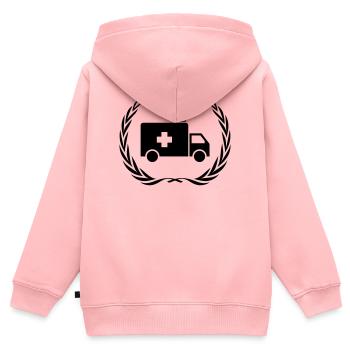 Krankenwagen Ambulance Kranz - Kinder Premium Organic Zip Hoodie - Rosa - Hinten - AI Model Kid Female (0cm)