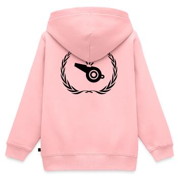 Trillerpfeife Pfeife Kranz - Kinder Premium Organic Zip Hoodie - Rosa - Hinten - AI Model Kid Female (0cm)