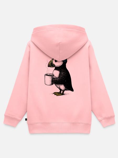 Kaffee Puffin - Kinder Premium Organic Zip Hoodie - Rosa