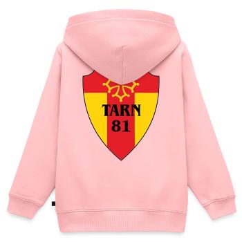 Tarn-Wappen 81 - Kinder Premium Organic Zip Hoodie - Rosa - Hinten - AI Model Kid Female (0cm)