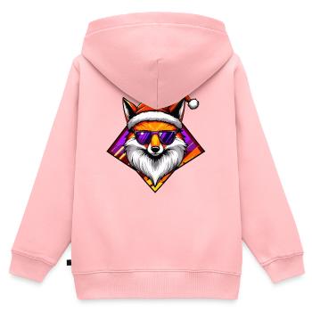 Fox Santa Swag - Sweat Premium à capuche zippé enfant bio - rose - Dos - AI Model Kid Female (0cm)