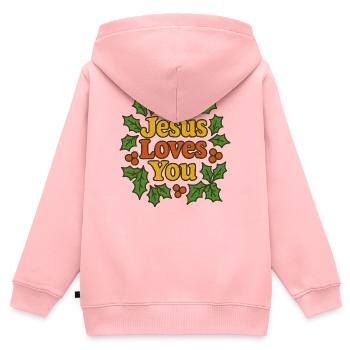 Jesus liebt dich - Kinder Premium Organic Zip Hoodie - Rosa - Hinten - AI Model Kid Female (0cm)