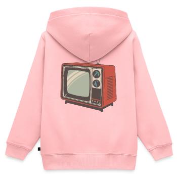 Télévision rétro orange vintage - Sweat Premium à capuche zippé enfant bio - rose - Dos - AI Model Kid Female (0cm)