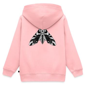 Nachtfalter Schattenmuster Motte Schwarze Motte - Kinder Premium Organic Zip Hoodie - Rosa - Hinten - AI Model Kid Female (0cm)