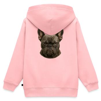 Ernster Franz Bulldogge Kopf - Kinder Premium Organic Zip Hoodie - Rosa - Hinten - AI Model Kid Female (0cm)