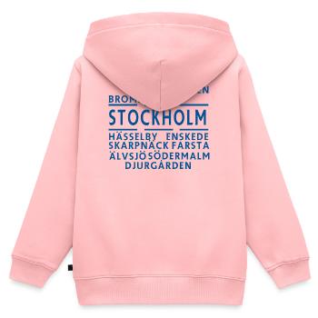Stockholms Stadtteile im grafischen Stil - Kinder Premium Organic Zip Hoodie - Rosa - Hinten - AI Model Kid Female (0cm)