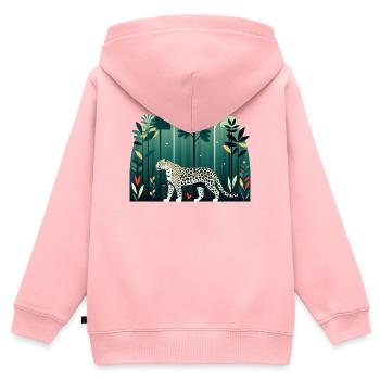 Leopard im Dschungel - Kinder Premium Organic Zip Hoodie - Rosa - Hinten - AI Model Kid Female (0cm)