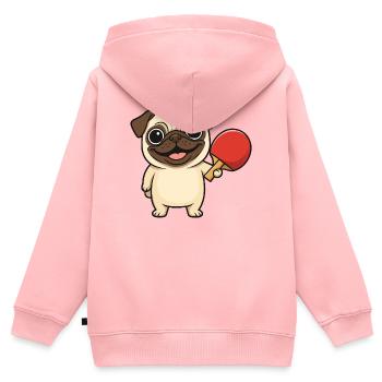 Süßer Mops beim Tischtennis Cartoon Hund - Kinder Premium Organic Zip Hoodie - Rosa - Hinten - AI Model Kid Female (0cm)