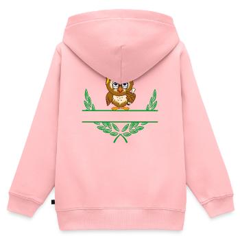 Eule mit Diplom und Abschlusshut – Persönlich - Kinder Premium Organic Zip Hoodie - Rosa - Hinten - AI Model Kid Female (0cm)