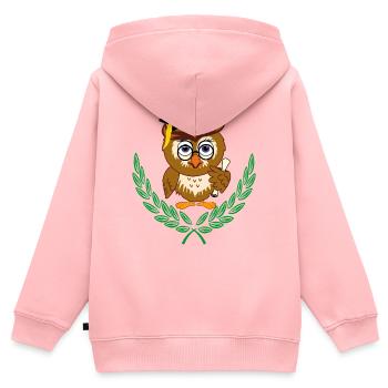 Eule mit Diplom und Abschlussmütze – Kinderdiplom - Kinder Premium Organic Zip Hoodie - Rosa - Hinten - AI Model Kid Female (0cm)