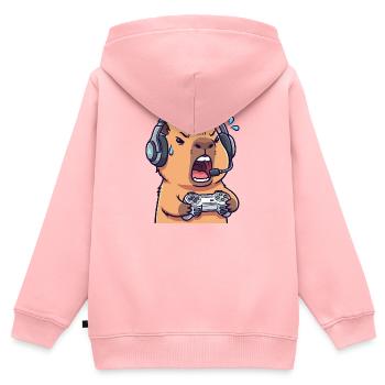 Capybara Gamer Edgy – Videospiel-Humor-T-Shirt - Kinder Premium Organic Zip Hoodie - Rosa - Hinten - AI Model Kid Female (0cm)