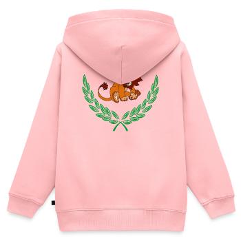 Löwe im grünen Lorbeerkranz – Herzlichen Glückwunsch - Kinder Premium Organic Zip Hoodie - Rosa - Hinten - AI Model Kid Female (0cm)