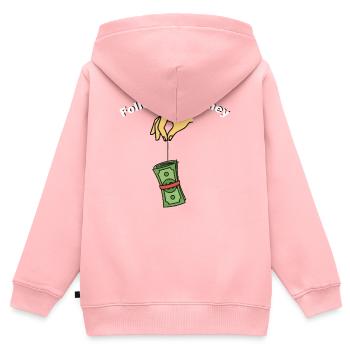 Suis l’argent - Sweat Premium à capuche zippé enfant bio - rose - Dos - AI Model Kid Female (0cm)