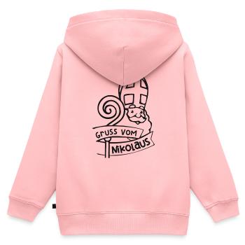 Nikolaus Gruss - Kinder Premium Organic Zip Hoodie - Rosa - Hinten - AI Model Kid Female (0cm)