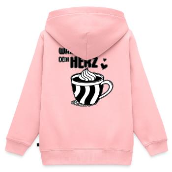 Wärme Dein Herz Kaffeetasse - Kinder Premium Organic Zip Hoodie - Rosa - Hinten - AI Model Kid Female (0cm)