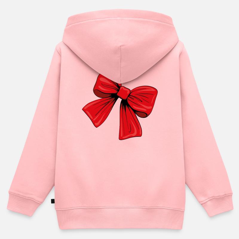 Ruban rouge - Sweat Premium à capuche zippé enfant bio - rose