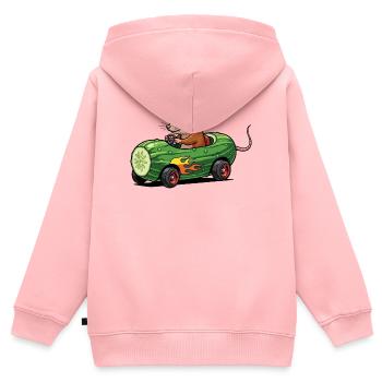 Mouse Racer Caisse de Sapon Courses de Concombre Sports - Sweat Premium à capuche zippé enfant bio - rose - Dos - AI Model Kid Female (0cm)