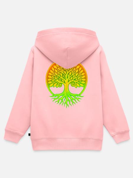 Lebensbaum im Regenbogenkreis - Kinder Premium Organic Zip Hoodie - Rosa