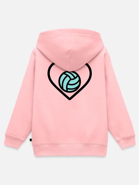 Heart Volleyball – Team Sport Lover - Premium børne zip-hættetrøje økologisk - rosa